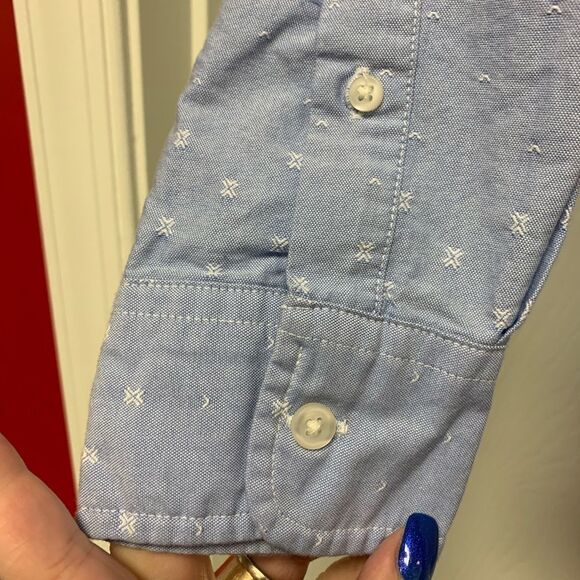 Goodthreads Blue Cotton Embroidered Button Down Shirt sz M EUC - Picture 4 of 5